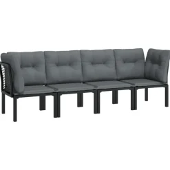 Loungesets-vidaXL - Loungeset - Zwart - Poly rattan