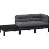 Loungebanken-vidaXL - Loungeset - Zwart - Grenenhout