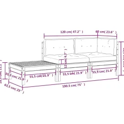 Loungebanken-vidaXL - Loungeset - Zwart - Grenenhout