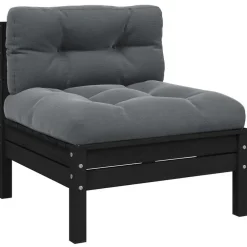 Loungebanken-vidaXL - Loungeset - Zwart - Grenenhout