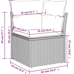 vidaXL - Loungeset - Zwart - Poly rattan - 13 stuks - Met kussens