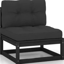 Loungesets-vidaXL - Loungeset - Zwart - Grenenhout