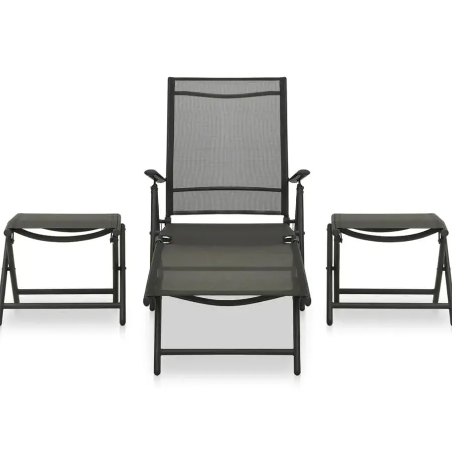 vidaXL - Loungeset - Zwart - Aluminium