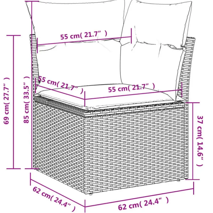 vidaXL - Loungeset - Zwart - Poly rattan - 4 stuks - Met kussens