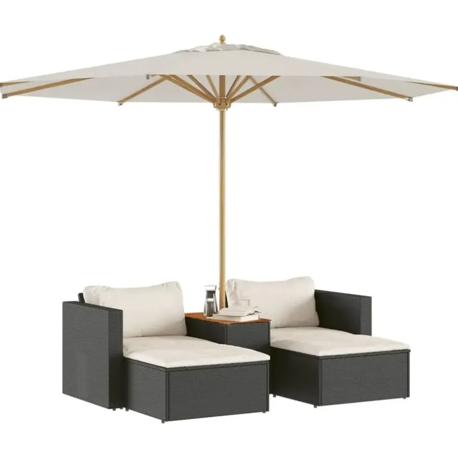 vidaXL - Loungeset - Zwart - Poly rattan