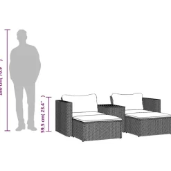 vidaXL - Loungeset - Zwart - Poly rattan