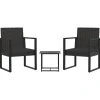 vidaXL - Loungeset - Zwart - Poly rattan - 3 stuks - Met kussens