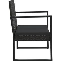 vidaXL - Loungeset - Zwart - Poly rattan - 3 stuks - Met kussens