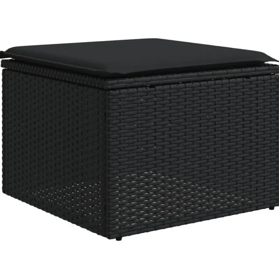 vidaXL - Loungeset - Zwart - Poly rattan - 4 stuks - Met kussens