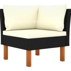 vidaXL - Loungeset - Zwart - Poly rattan en massief eucalyptushout - 3 stuks