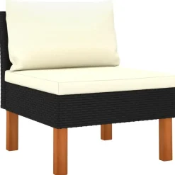 vidaXL - Loungeset - Zwart - Poly rattan en massief eucalyptushout - 3 stuks