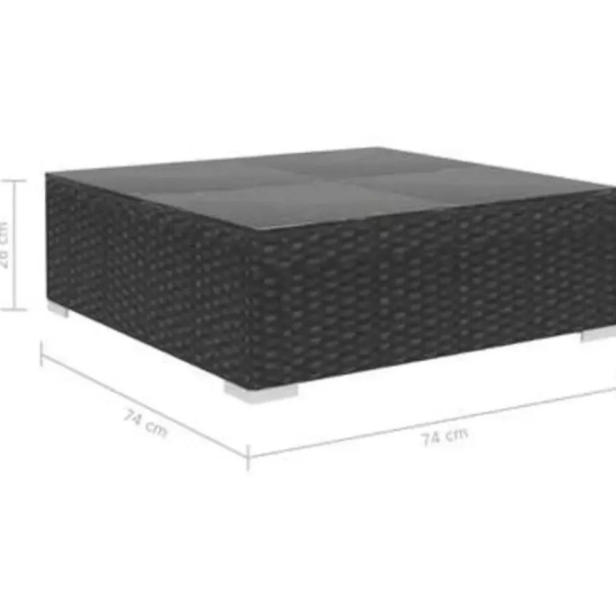 Loungesets-vidaXL - loungeset voor 3 met kussens zwart polyrattan 4 stuks