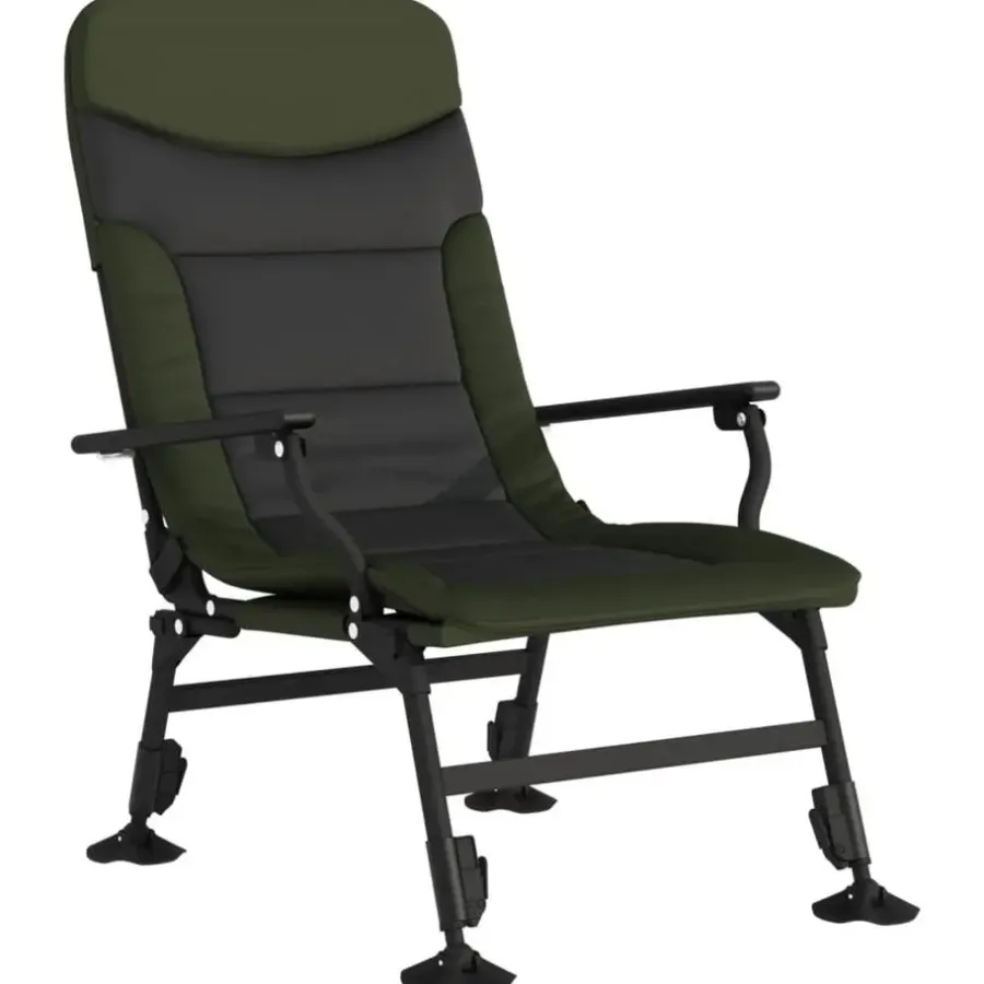 Kamperen En Outdoor-vidaXL - Loungestoel met armleuning - Groen - Staal