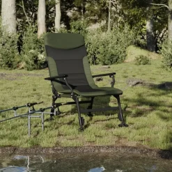 Kamperen En Outdoor-vidaXL - Loungestoel met armleuning - Groen - Staal