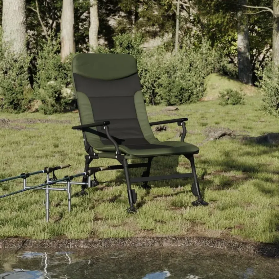 Kamperen En Outdoor-vidaXL - Loungestoel met armleuning - Groen - Staal
