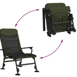 Kamperen En Outdoor-vidaXL - Loungestoel met armleuning - Groen - Staal
