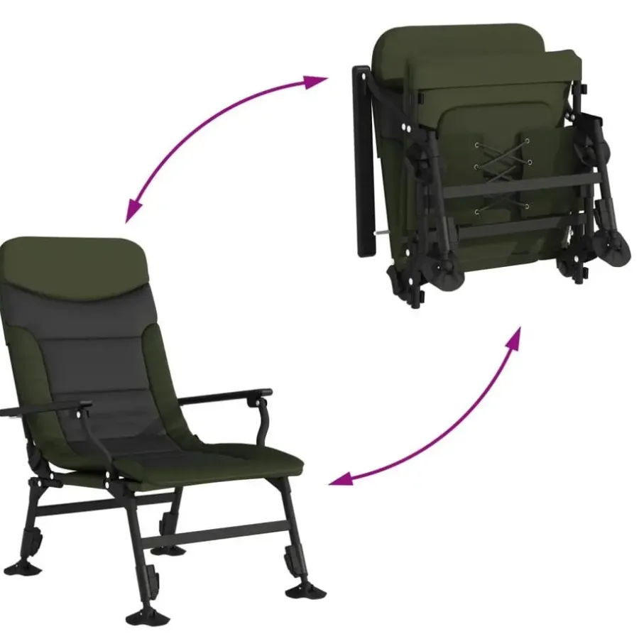 Kamperen En Outdoor-vidaXL - Loungestoel met armleuning - Groen - Staal