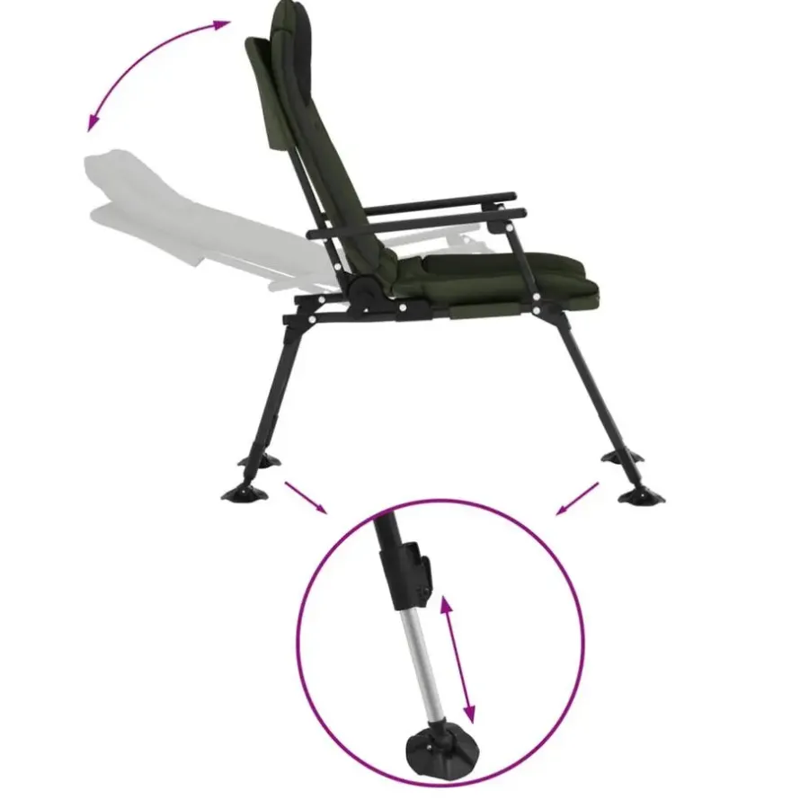 Kamperen En Outdoor-vidaXL - Loungestoel met armleuning - Groen - Staal