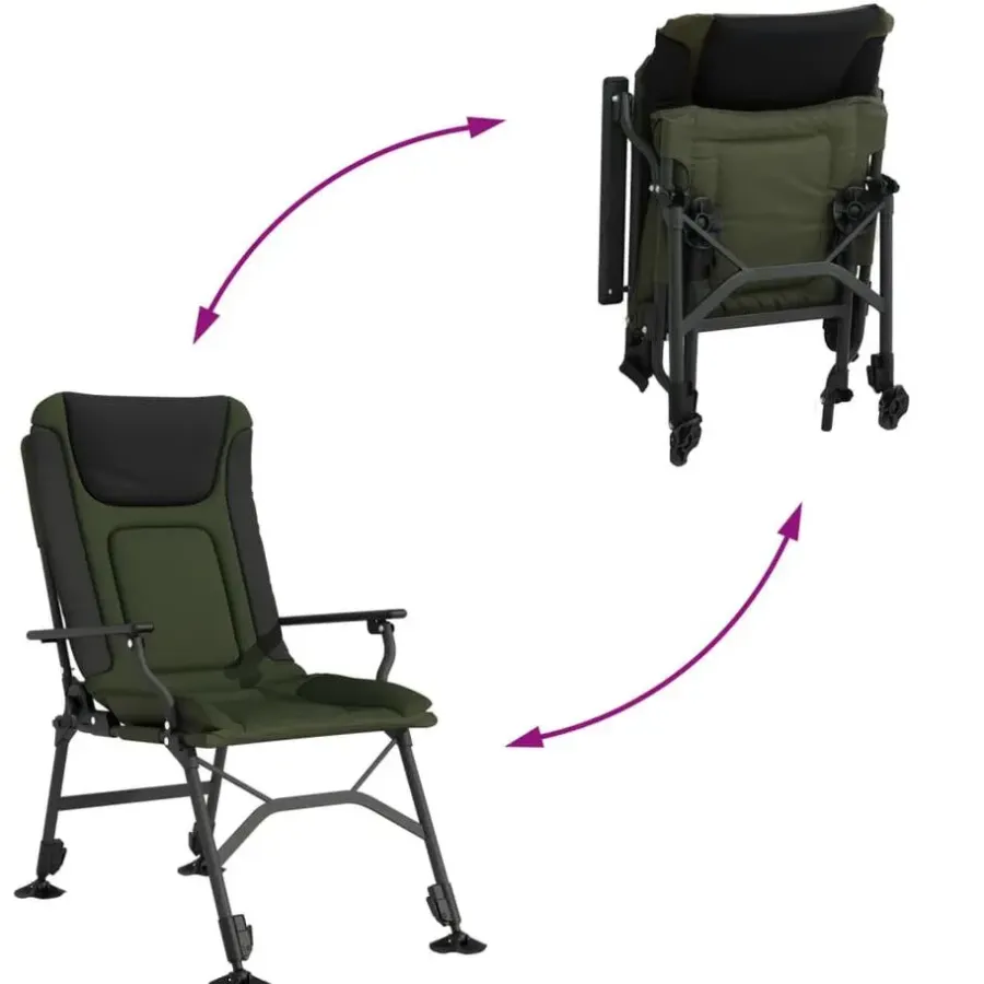 Kamperen En Outdoor-vidaXL - Loungestoel met armleuning - Groen - Staal