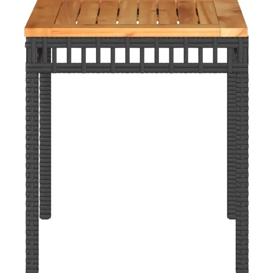 Tuintafels-vidaXL - Loungetafel - Weerbestendig - Zwart - Poly rattan en hout - 38x38x42cm