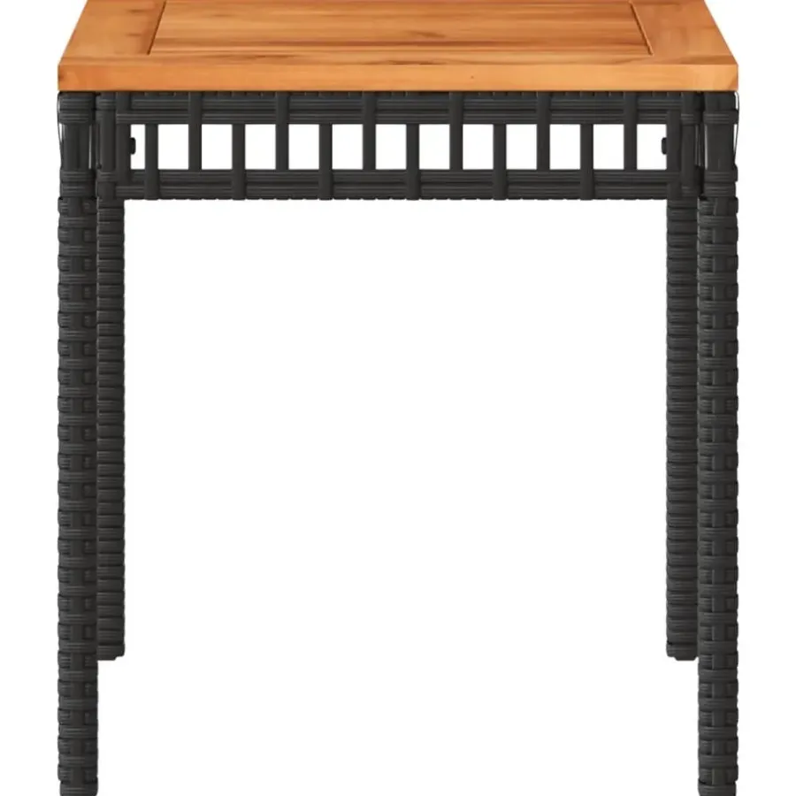 Tuintafels-vidaXL - Loungetafel - Weerbestendig - Zwart - Poly rattan en hout - 38x38x42cm