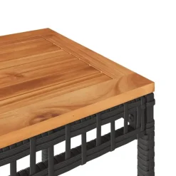 Tuintafels-vidaXL - Loungetafel - Weerbestendig - Zwart - Poly rattan en hout - 38x38x42cm