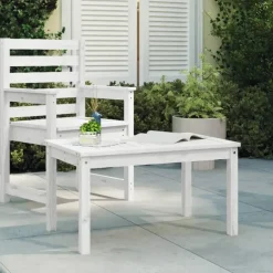Tuintafels-vidaXL - Loungetafel - Wit - Massief grenenhout - 82,5x50,5x45 cm