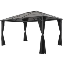 Terrasoverkappingen-vidaXL - Luifel - Zwart - Polyester - 4 x 3 m