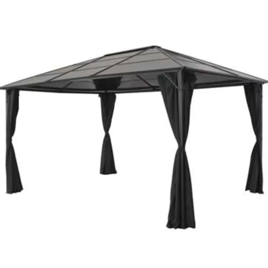 Terrasoverkappingen-vidaXL - Luifel - Zwart - Polyester - 4 x 3 m