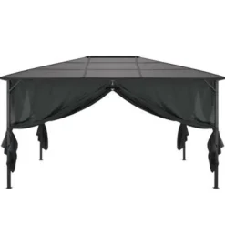 Terrasoverkappingen-vidaXL - Luifel - Zwart - Polyester - 4 x 3 m