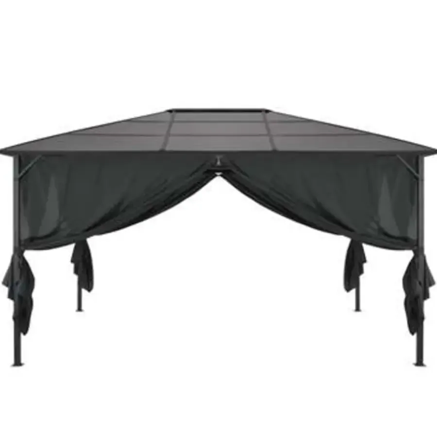 Terrasoverkappingen-vidaXL - Luifel - Zwart - Polyester - 4 x 3 m