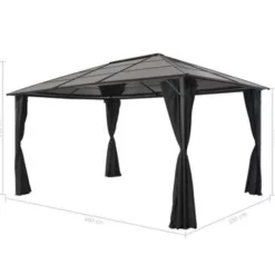 Terrasoverkappingen-vidaXL - Luifel - Zwart - Polyester - 4 x 3 m