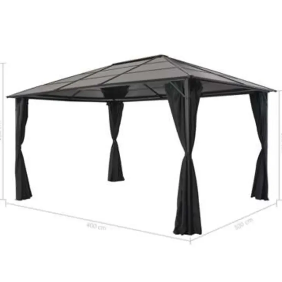 Terrasoverkappingen-vidaXL - Luifel - Zwart - Polyester - 4 x 3 m