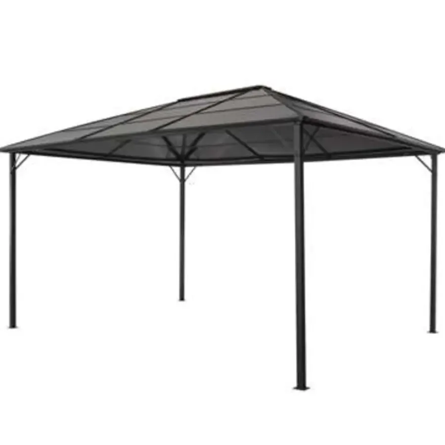 vidaXL - Luifel - Zwart - Staal - 4 x 3 m