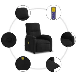Fauteuils-vidaXL - Massagestoel - Zwart - Microvezel