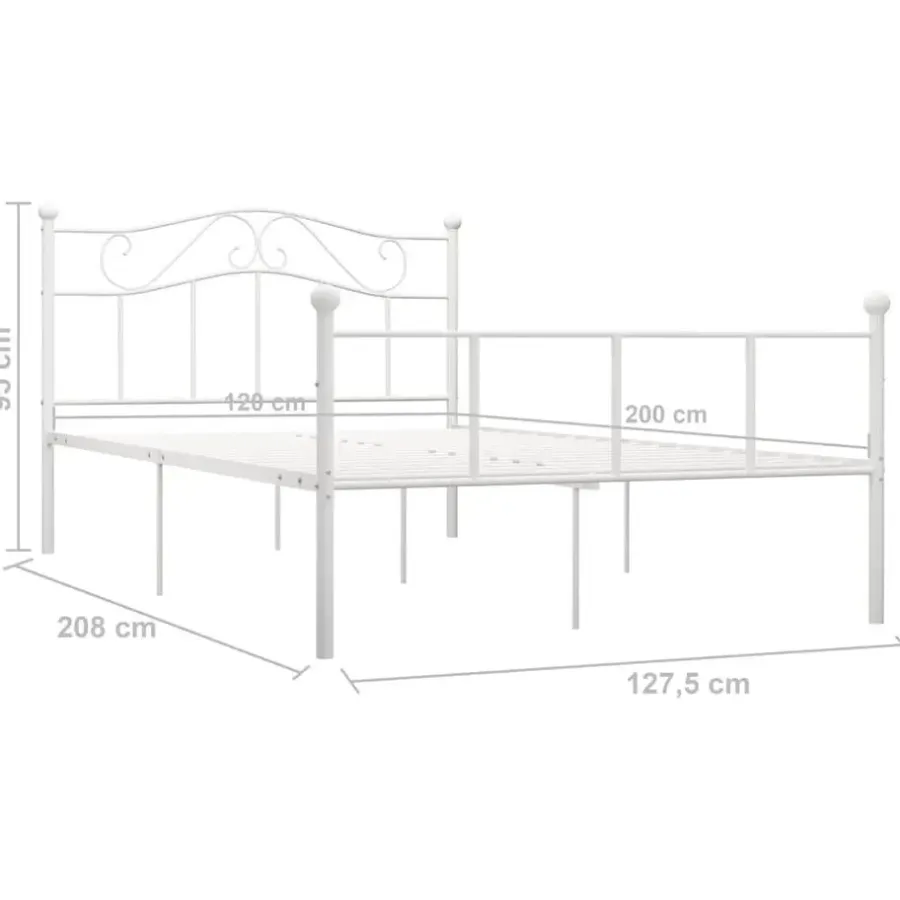 Twijfelaars-vidaXL - Metalen bed frame met hoofdeinde - Wit - Metaal - 120x200 cm