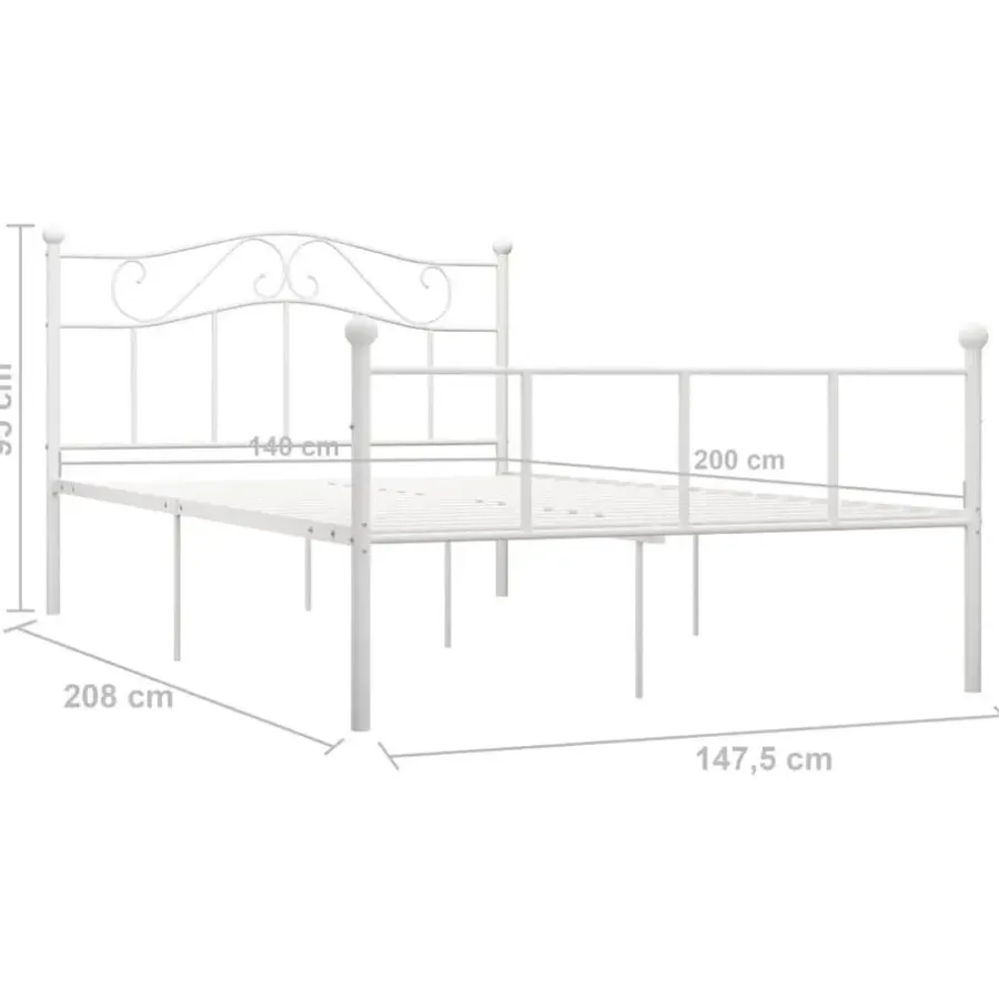 vidaXL - Metalen bed frame - Wit - 140x200 cm
