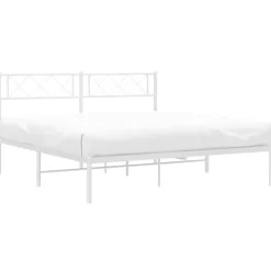 2-Persoons Bedden-vidaXL - Metalen bed met hoofdbord - Wit - 120x200 cm