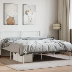 2-Persoons Bedden-vidaXL - Metalen bed met hoofdbord - Wit - 120x200 cm