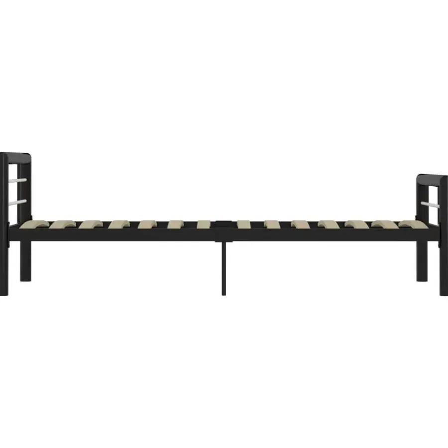 vidaXL - Metalen eenpersoonsbed met hoofdbord - zwart en wit - 90x200 cm