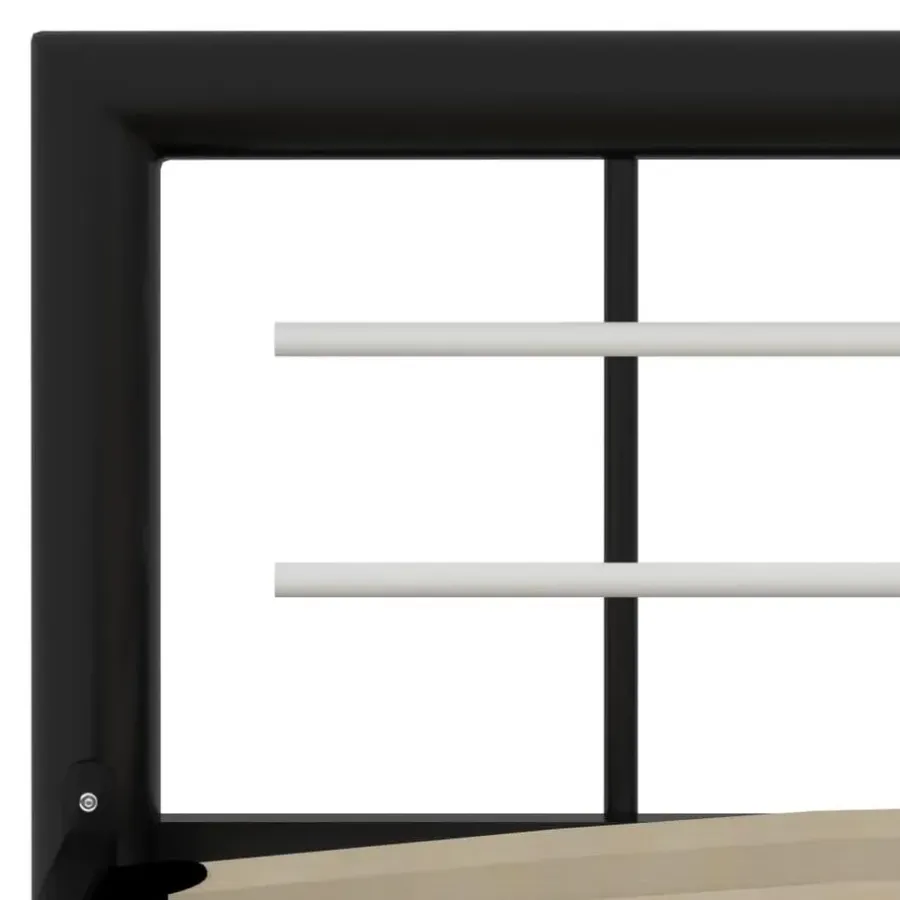 vidaXL - Metalen eenpersoonsbed met hoofdbord - zwart en wit - 90x200 cm