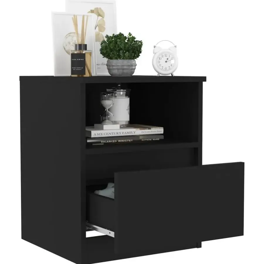 vidaXL - Nachtkast - Zwart - Bewerkt hout - 2 stuks