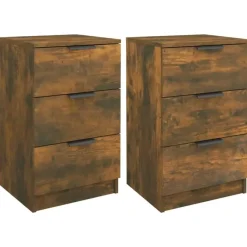 Nachtkastjes|Nachtkastjes-vidaXL - Nachtkastje - Bruin - Bewerkt hout - 2 stuks