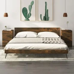 Nachtkastjes|Nachtkastjes-vidaXL - Nachtkastje - Bruin - Bewerkt hout - 2 stuks