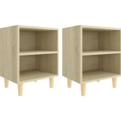Nachtkastjes|Nachtkastjes-vidaXL - Nachtkastje - Bruin - Bewerkt hout - 2 stuks