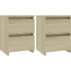 Nachtkastjes|Nachtkastjes-vidaXL - Nachtkastje - Bruin - Bewerkt hout - 2 stuks