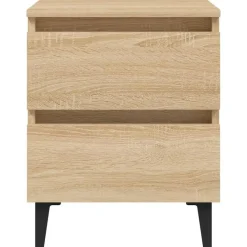 Nachtkastjes|Nachtkastjes-vidaXL - Nachtkastje - Bruin - Bewerkt hout - 2 stuks