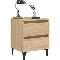 Nachtkastjes|Nachtkastjes-vidaXL - Nachtkastje - Bruin - Bewerkt hout - 2 stuks