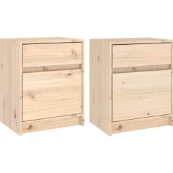 Nachtkastjes|Nachtkastjes-vidaXL - Nachtkastje - Bruin - Grenenhout - 2 stuks