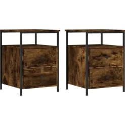 Nachtkastjes|Nachtkastjes-vidaXL - Nachtkastje - Bruin - Bewerkt hout - 2 stuks